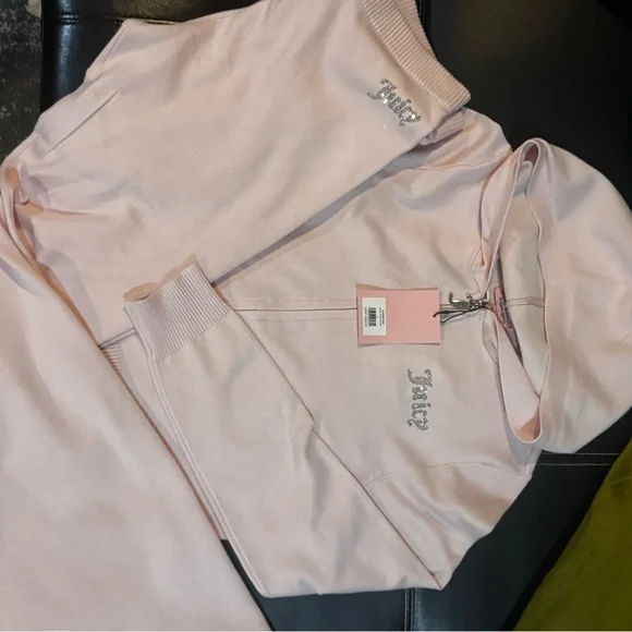 Juicy Couture Pink Track Pants & Hoodie Set knitted pale pink nwt - Picture 2 of 5
